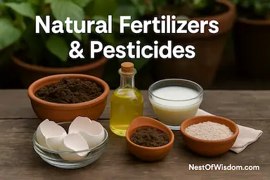 Natural fertilizers and pesticides for home gardening – compost, neem oil, buttermilk, eggshells
