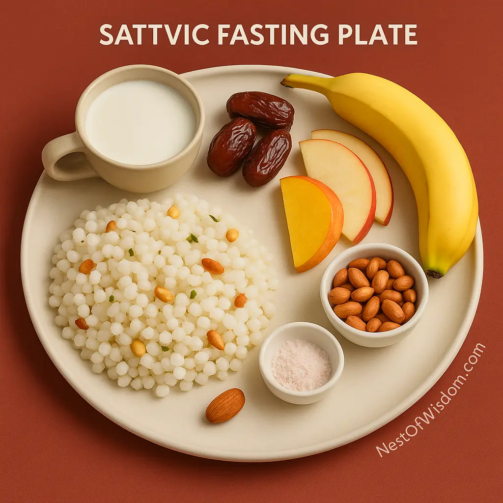 Tuesday Fasting (Mangalvar Vrat) sattvic plate—sabudana milk banana dates rock salt — NestOfWisdom
