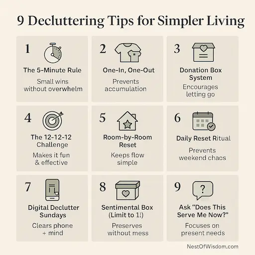 Minimalist space with text overlay – 9 Best Decluttering Tips to Simplify Life