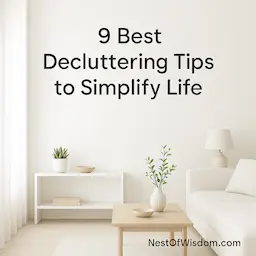 Minimalist space with text overlay – 9 Best Decluttering Tips to Simplify Life