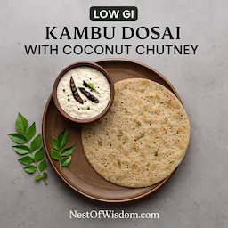 Kambu Dosai with Coconut Chutney – Low glycemic index South Indian breakfast with millets