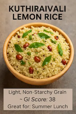 Kuthiraivali Lemon Rice – Barnyard millet lemon rice for low glycemic index South Indian diabetic meal