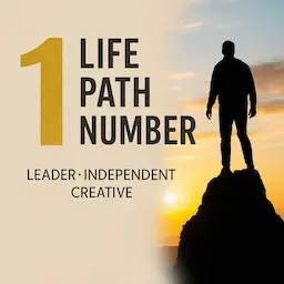 Life Path Number 1 with golden glowing background and Tamil overlay