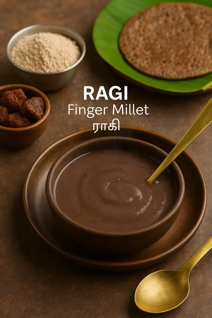 traditional porridge and dosa with ragi flour and jaggery