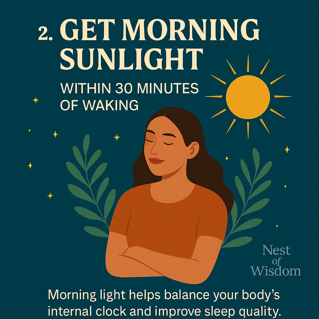 Daily Habits for Better Sleep – get morning sunlight within 30 minutes of waking