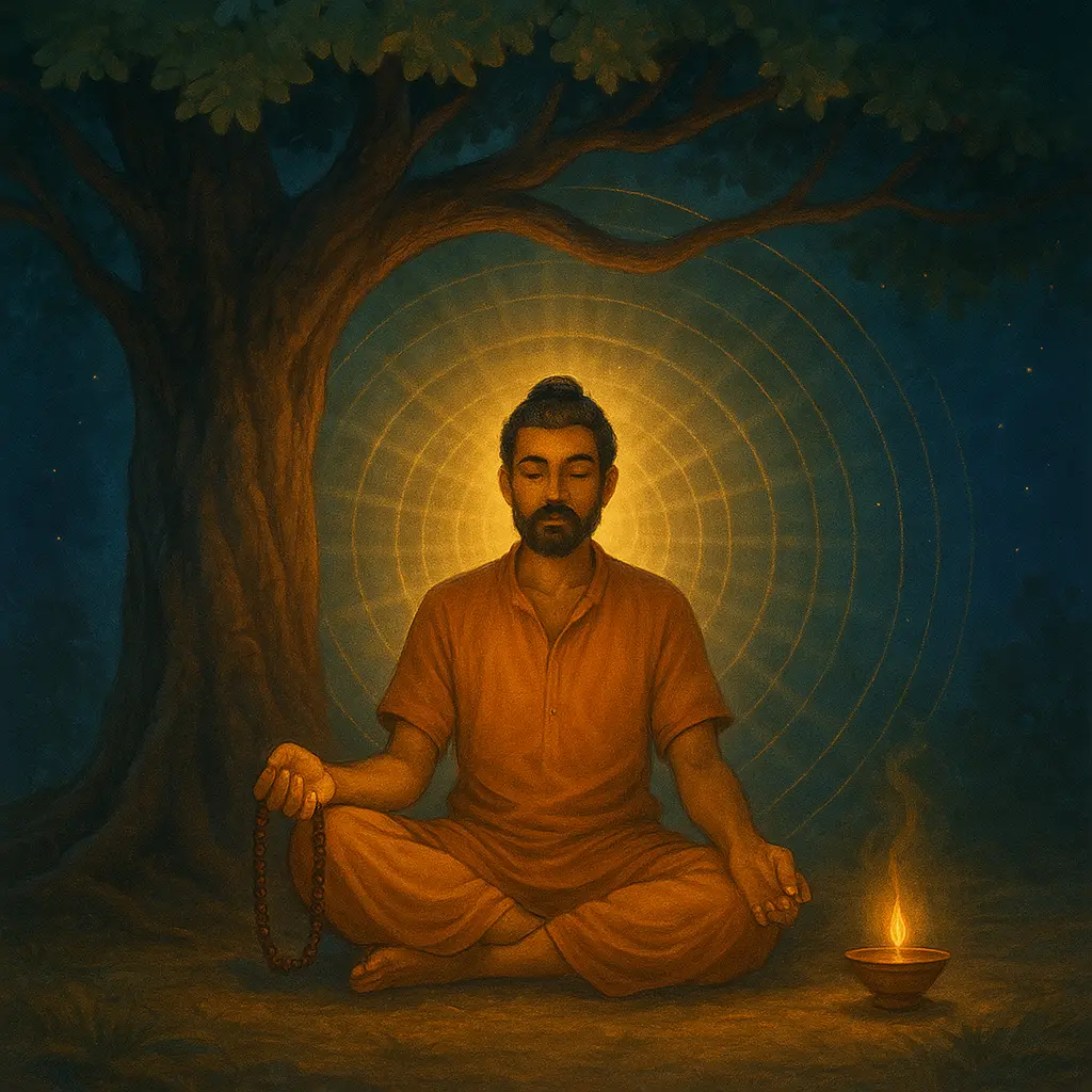 Shiva devotional art with Om Namah Shivaya mantra aura