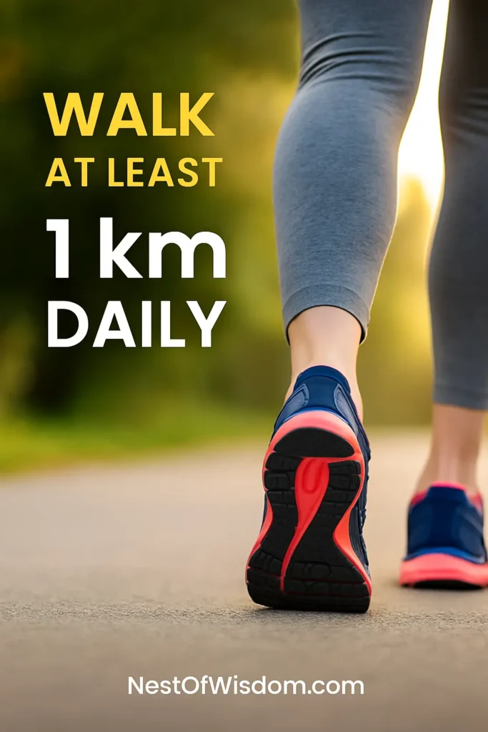 Close-up of a person walking on a paved path in athletic shoes under daylight