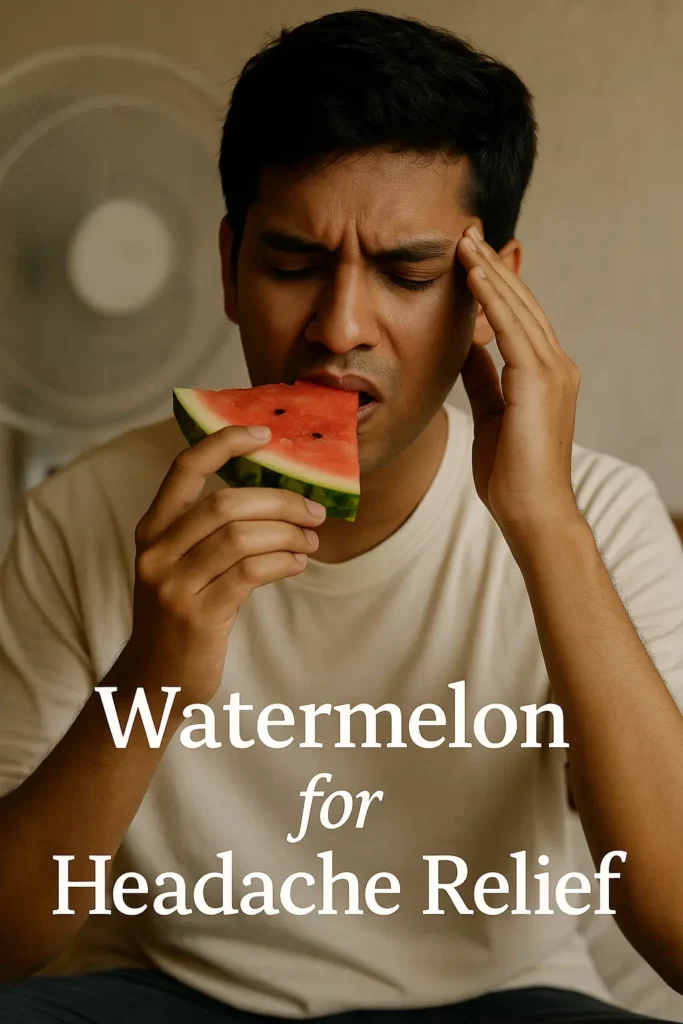 Watermelon for Headache Relief – man eating watermelon for hydration