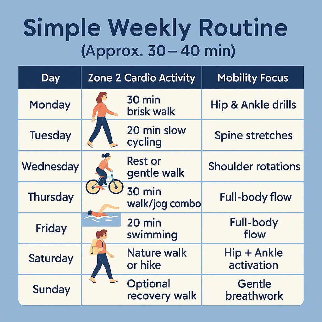 Zone 2 Cardio and Mobility Training – sample weekly plan