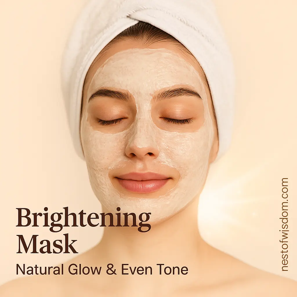 Brightening Mask with Japanese Rice Aloe Vera Gel applied on face