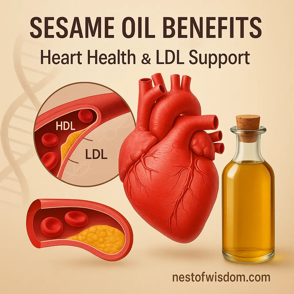 Sesame Oil Benefits for Heart Health with LDL and HDL Cholesterol Support