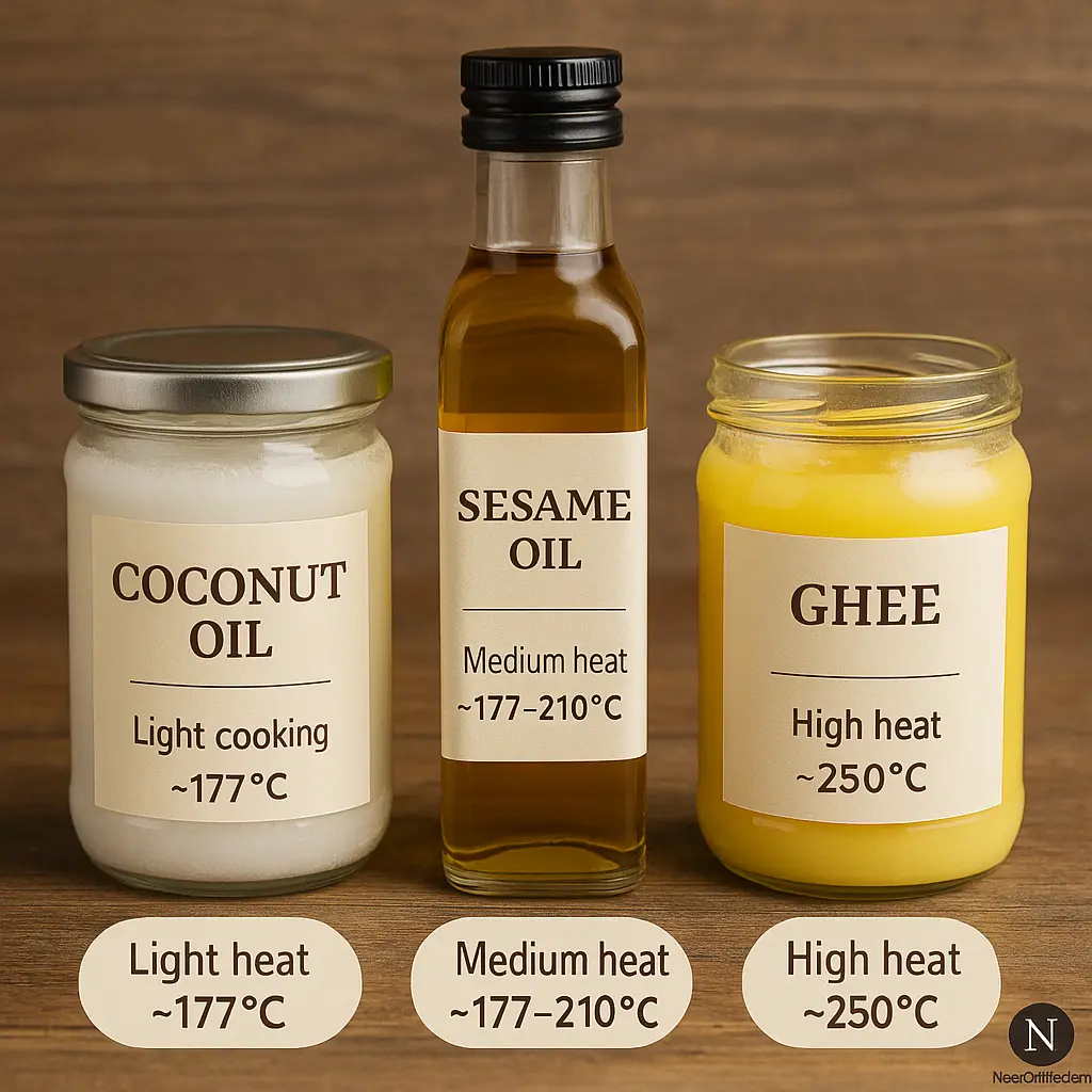 Simple smoke points for Coconut, Sesame and Ghee