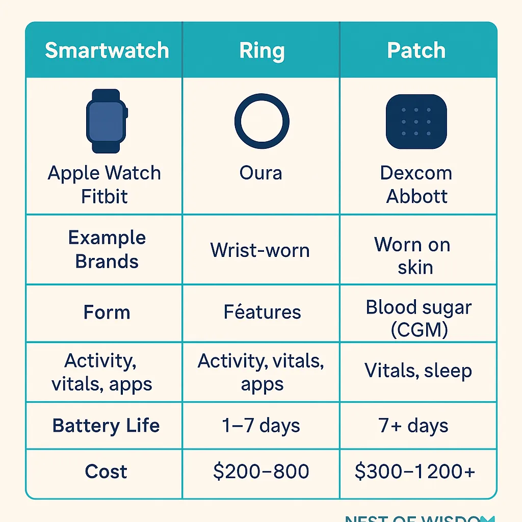 Wearable Tech and Health Data – Smartwatch vs Ring vs Patch