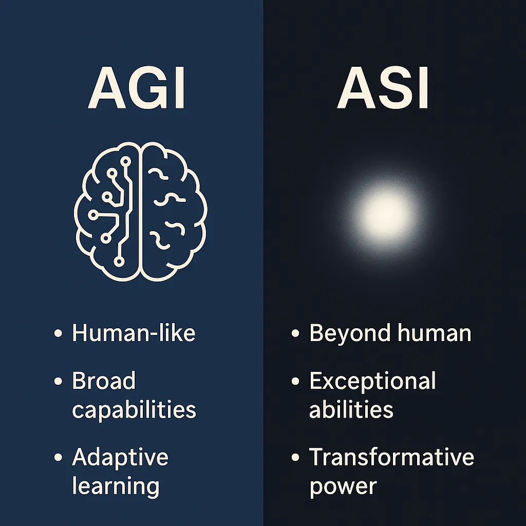 AGI vs ASI comparison chart – Artificial General vs Superintelligence