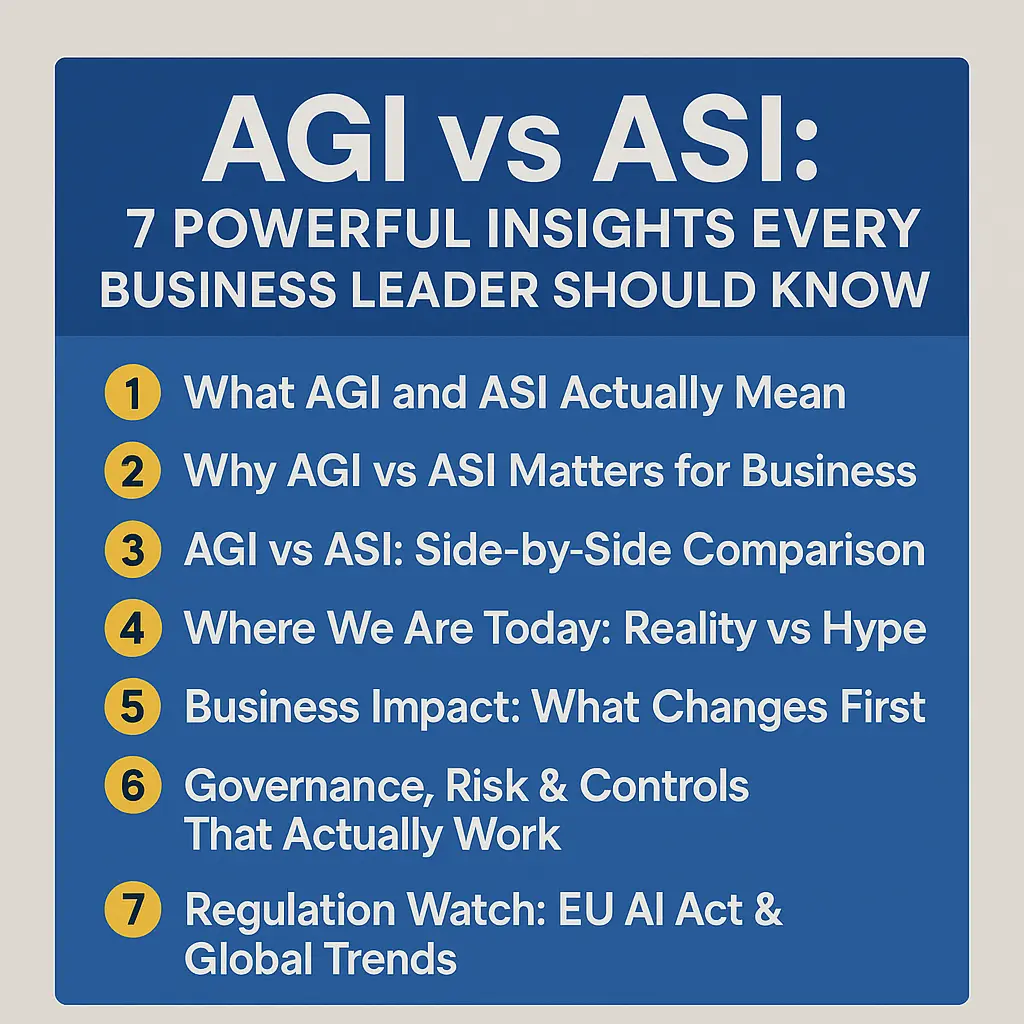 AGI vs ASI comparison chart – Artificial General vs Superintelligence