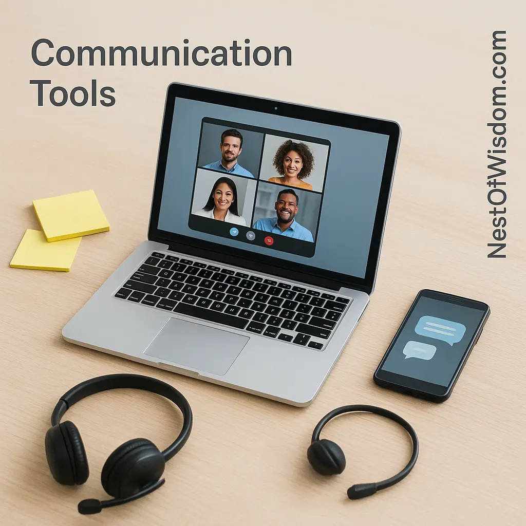 Cloud Tools for Small Businesses and Freelancers communication workspace with Slack and video call setup