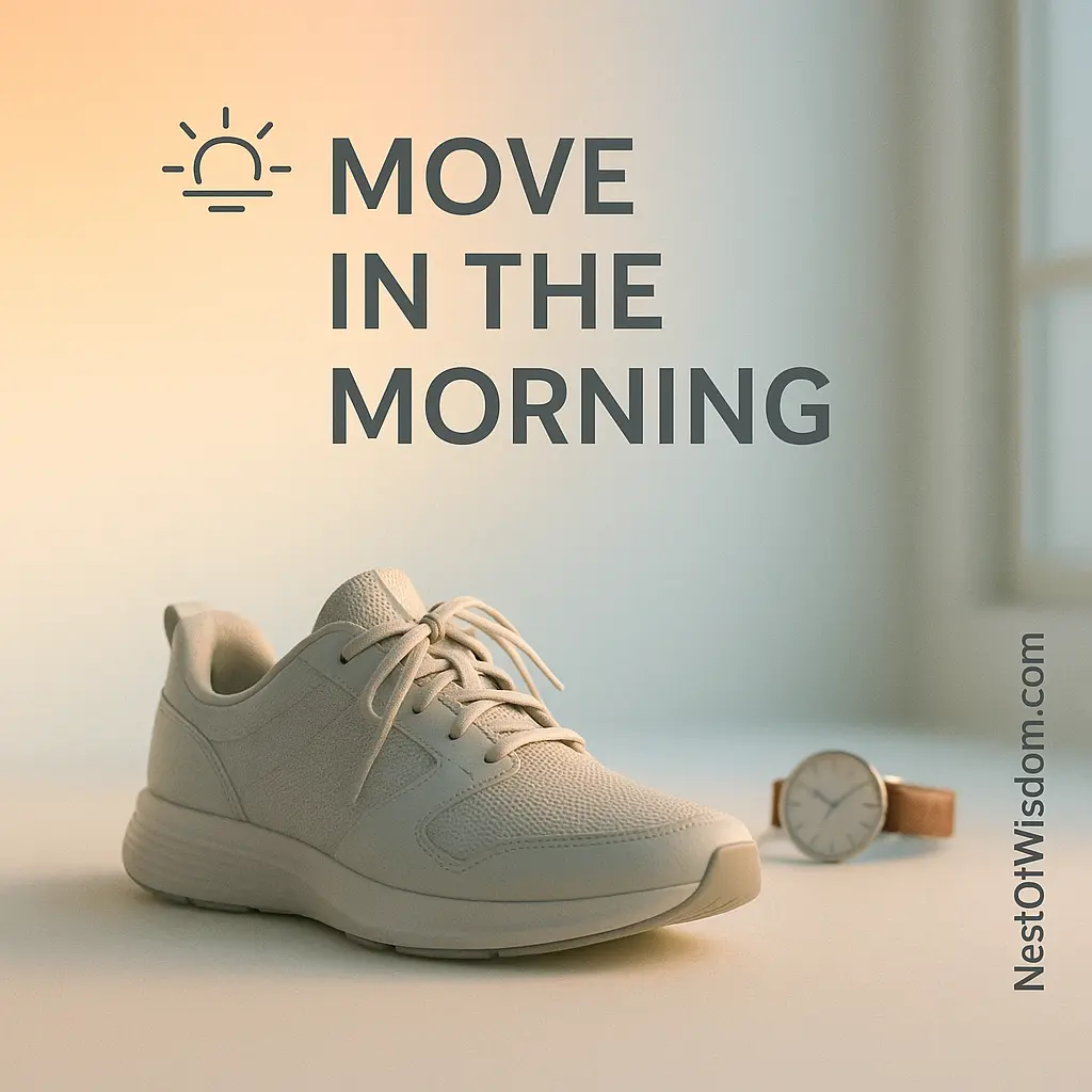 Daily Habits for Weight Loss — morning movement with walking shoes at sunrise