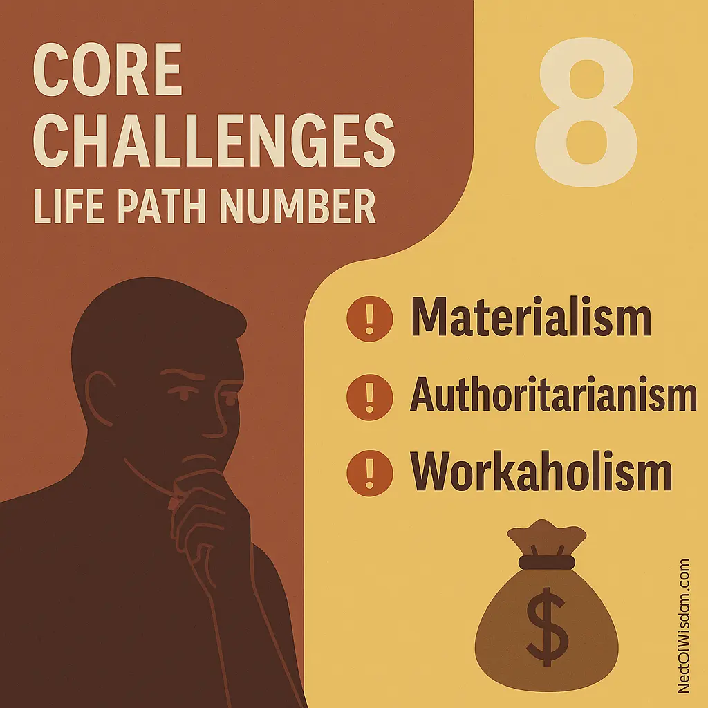 Life Path Number 8 Core Challenges – Materialism, Work Stress, Control Issues