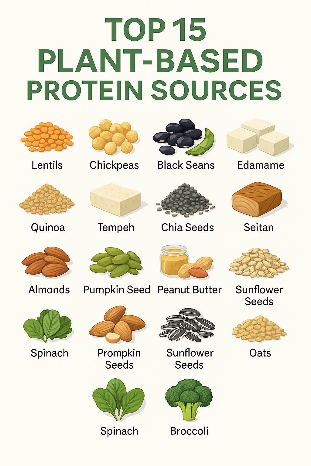 Top 15 Plant Based Protein Sources Infographic