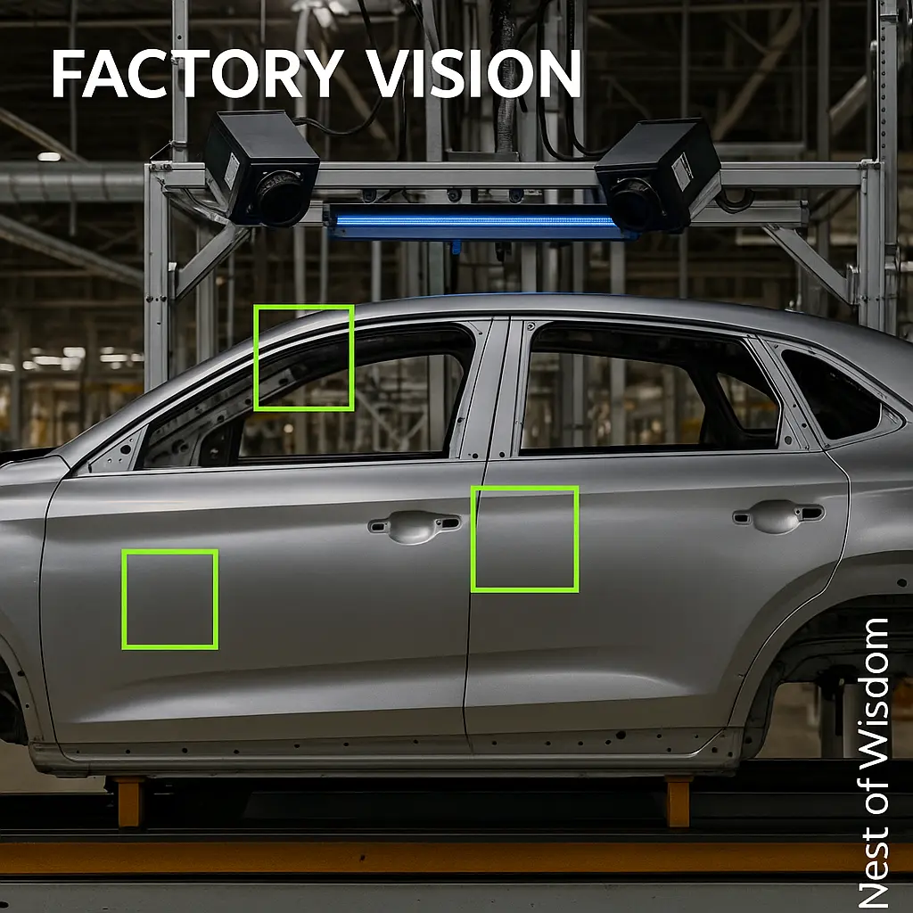AI in the automotive industry factory computer vision quality inspection with bounding boxes